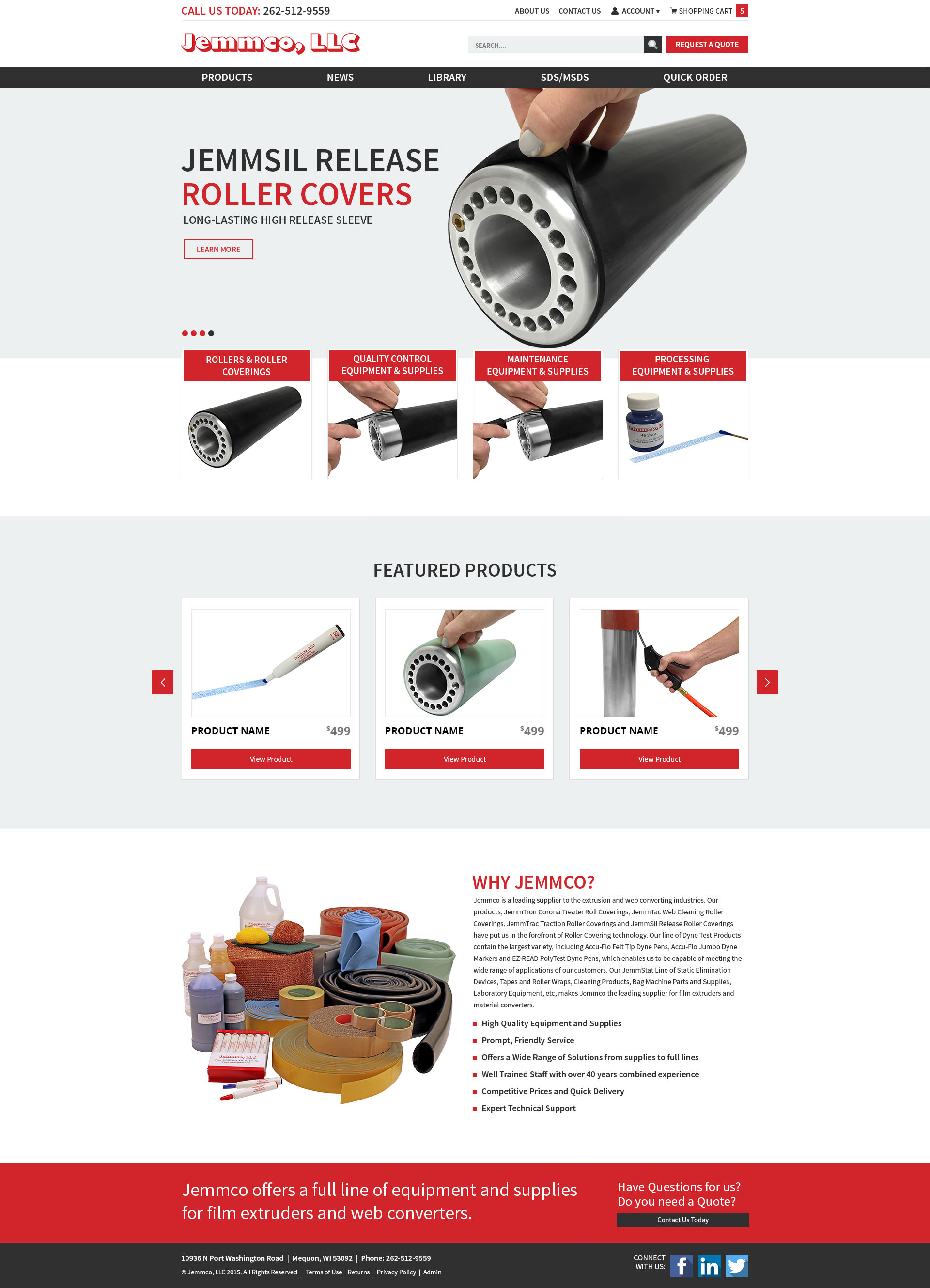 Example of the new and improved nopCommerce website designed by Foremost Media for Jemmco, LLC.