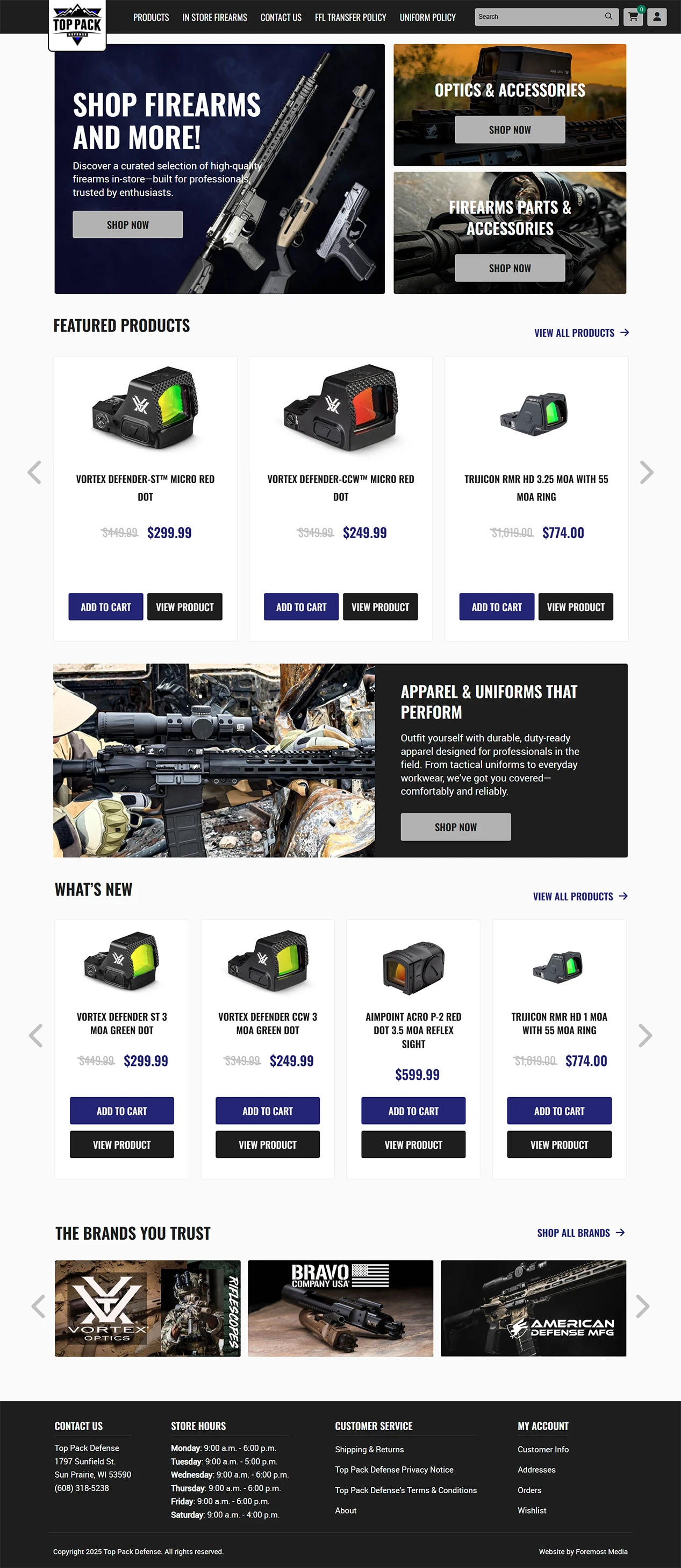 home page design for top pack defense 