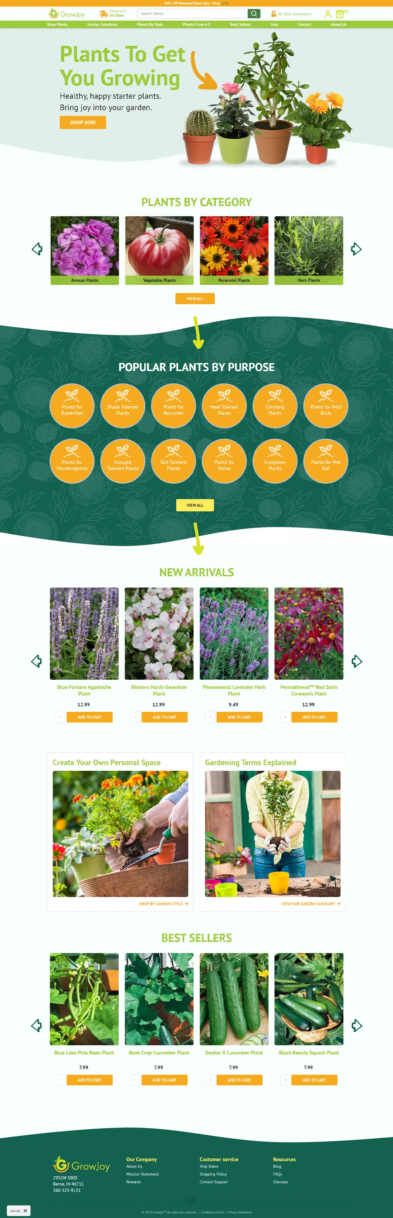 home page design of grow joy