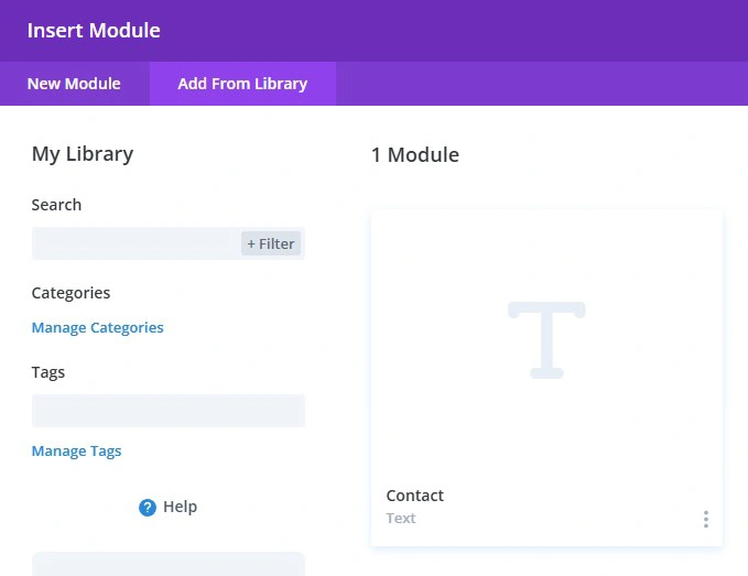 Screenshot of the Divi Insert Module