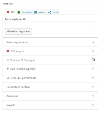 Yoast SEO page settings