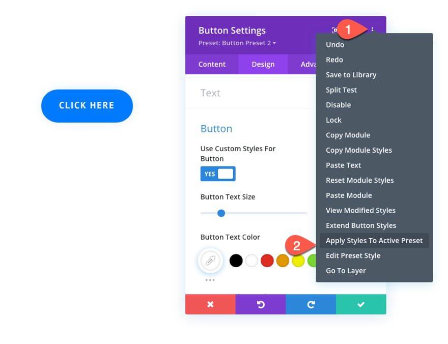 Apply styles to current preset